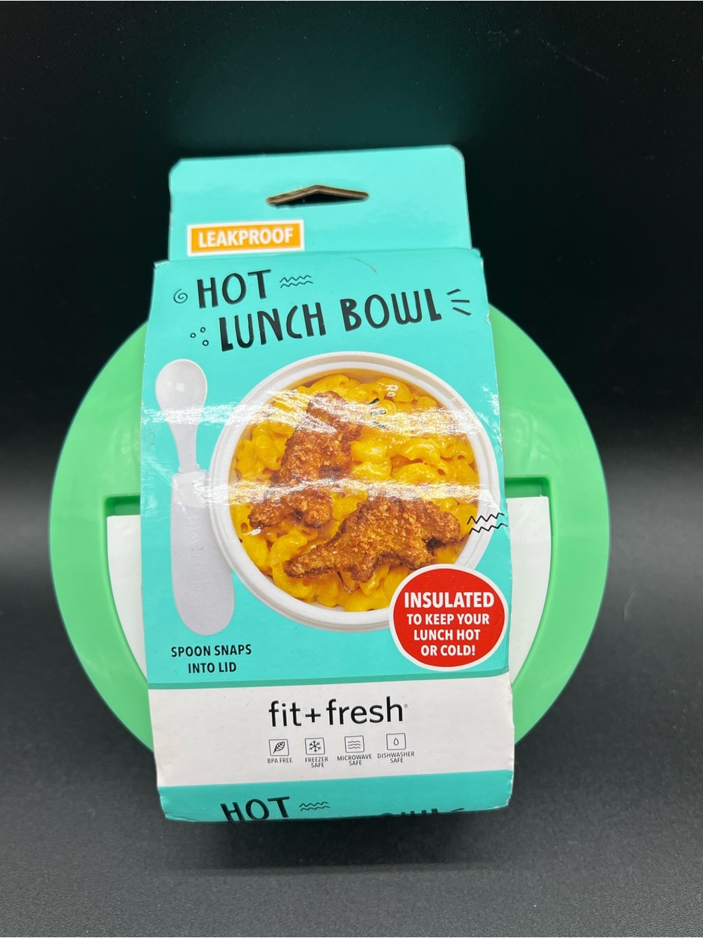 Fit + Fresh Hot Lunch Bowl Insulated Leakproof Food Container w Spoon Green New